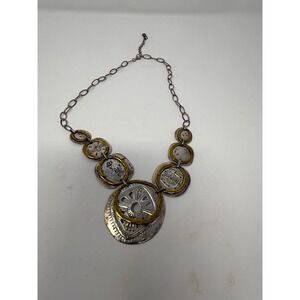 Silpada Boho Bib Sterling Silver Brass Necklace N2861 Etched Lovely .925 $199